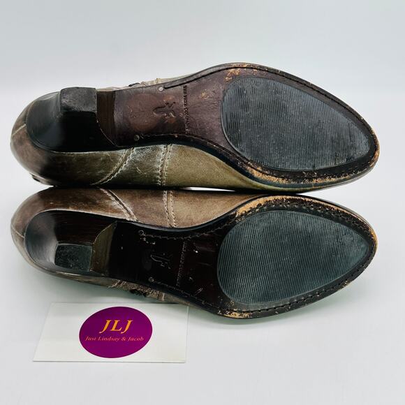 Frye Women's Steffi Zip Distressed Taupe Leather Ankle Booties Size 6 - Picture 10 of 11